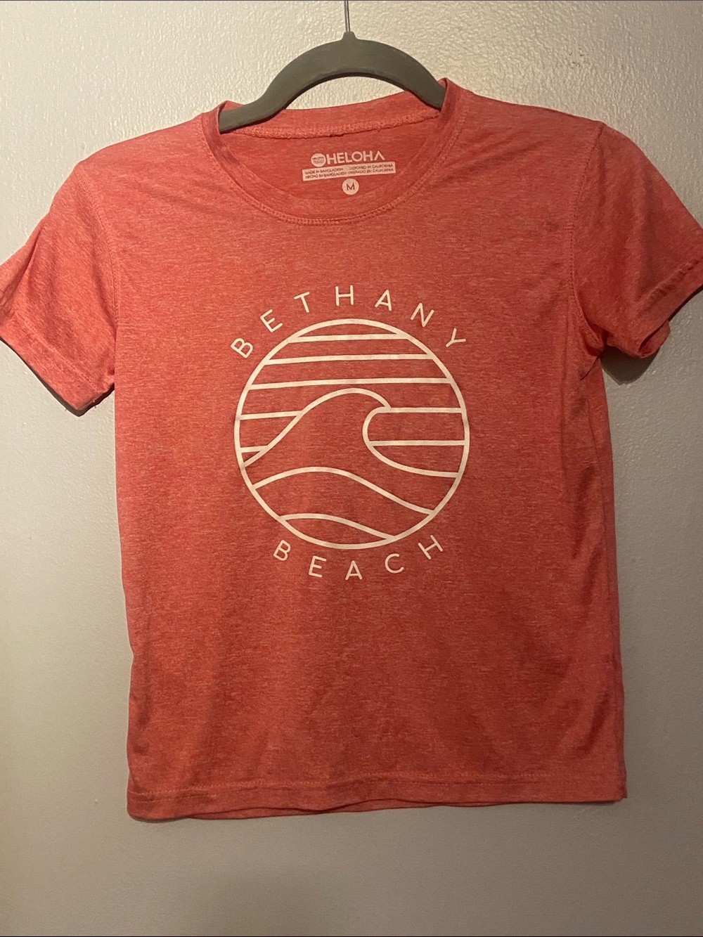 Bethany Beach Graphic athletic swim rash guard  - Coral Red. By Heloha youth M